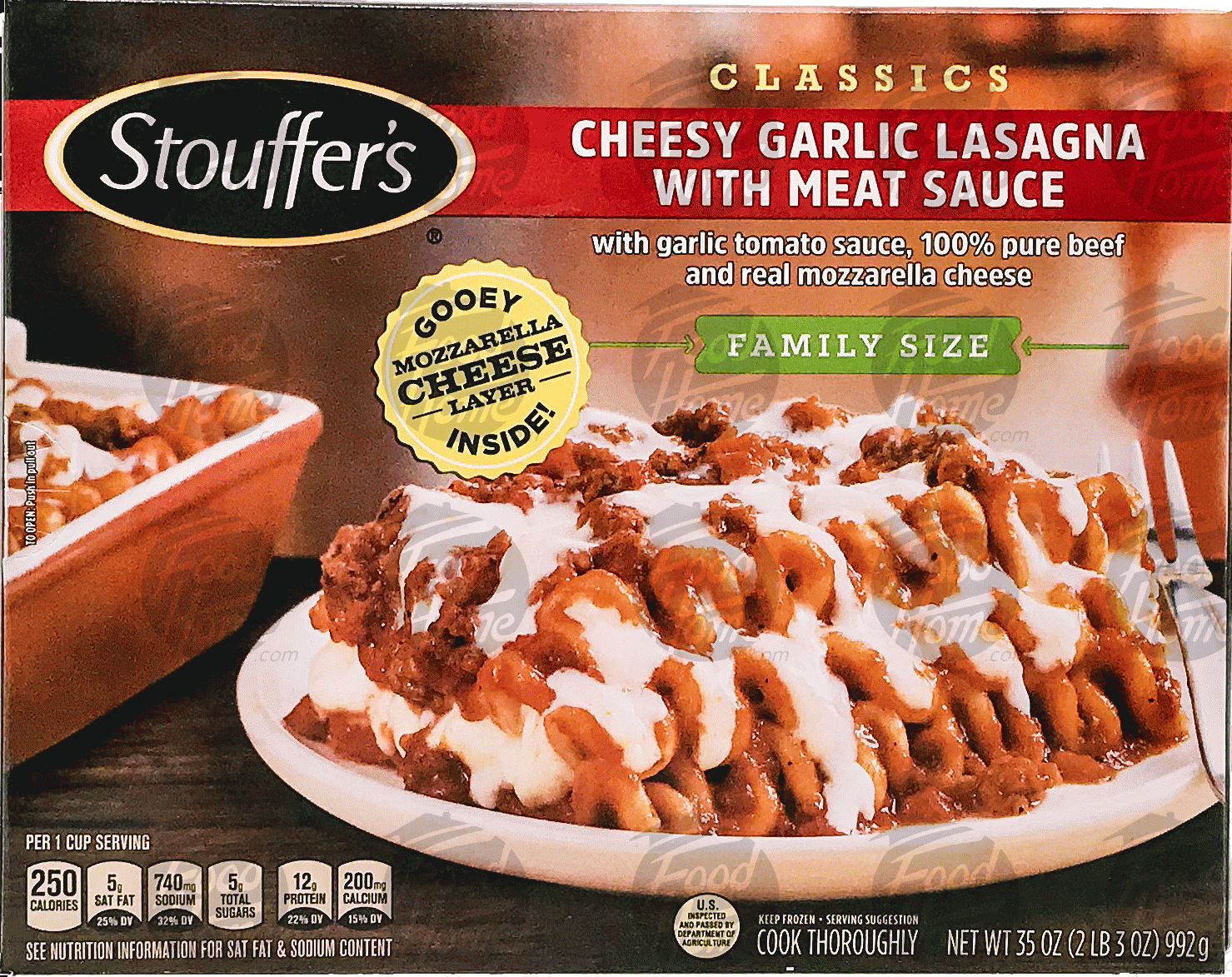 Stouffer's Family Size cheesy garlic lasagna with meat sauce Full-Size Picture